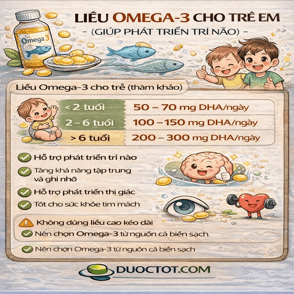 Liều Omega-3 cho trẻ em giúp phát triển trí não